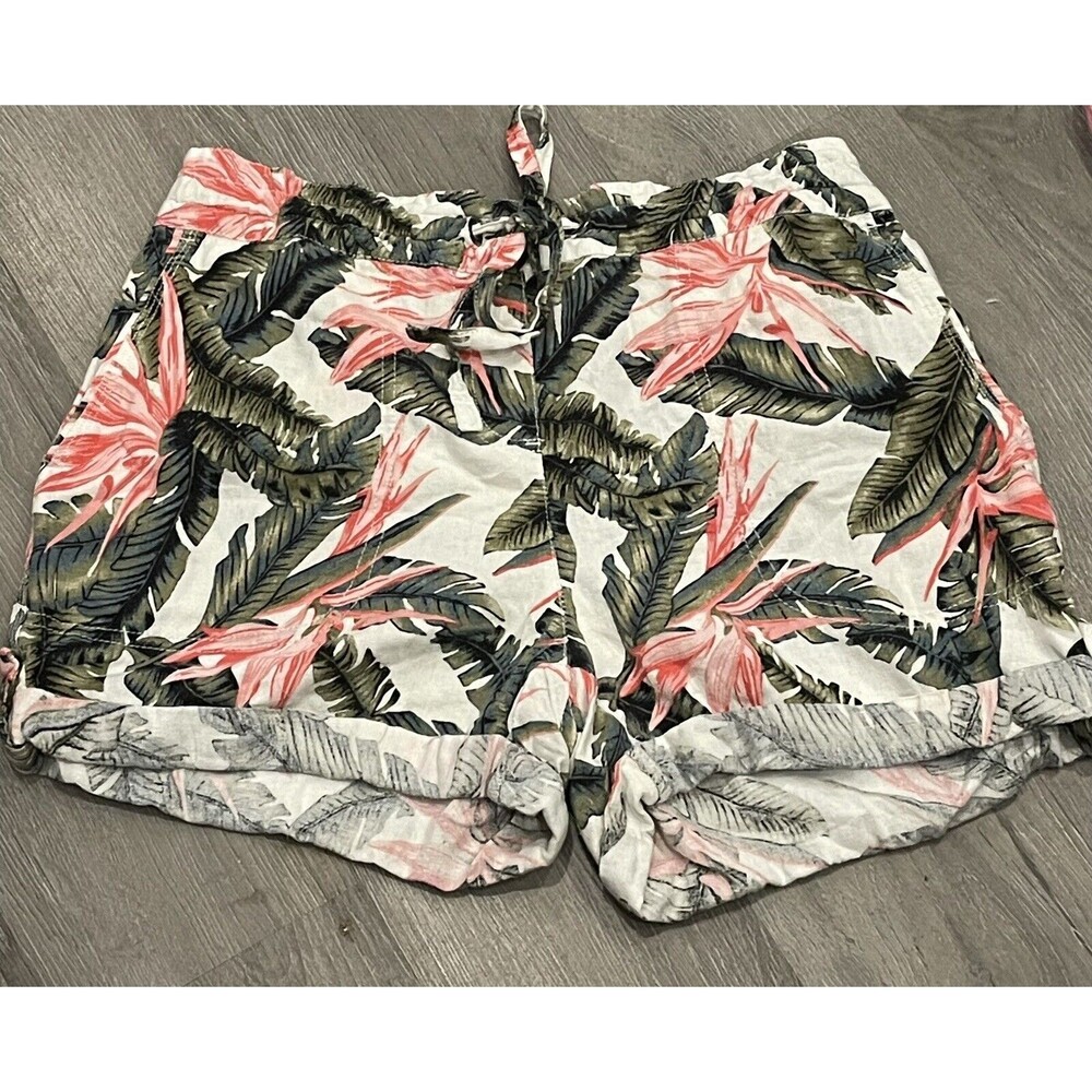 Women’s Linen Blend Shorts Per Se Petite M Bird of Paradise